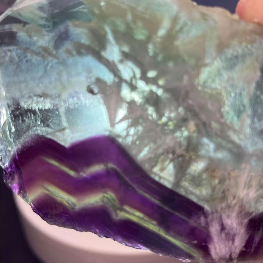 Feather Fluorite Slab 4 1/2 X 2 3/4 - Picture 6 of 7